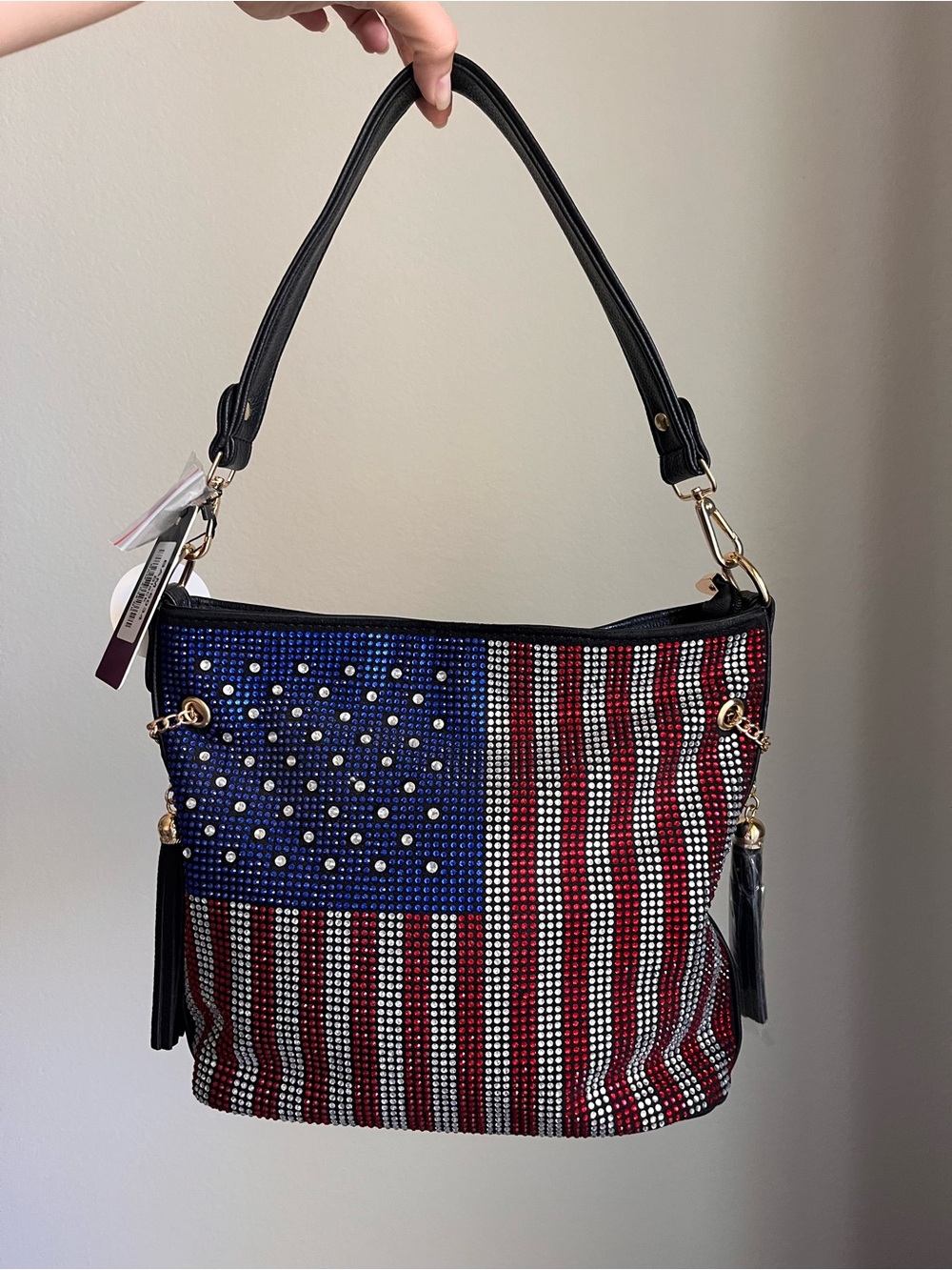 NEW American Flag Rhinestone Purse